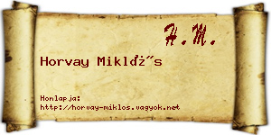 Horvay Miklós névjegykártya